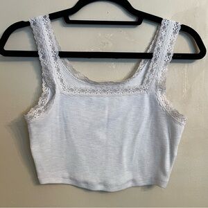 Aeropostale white lace trim cropped tank top Size M